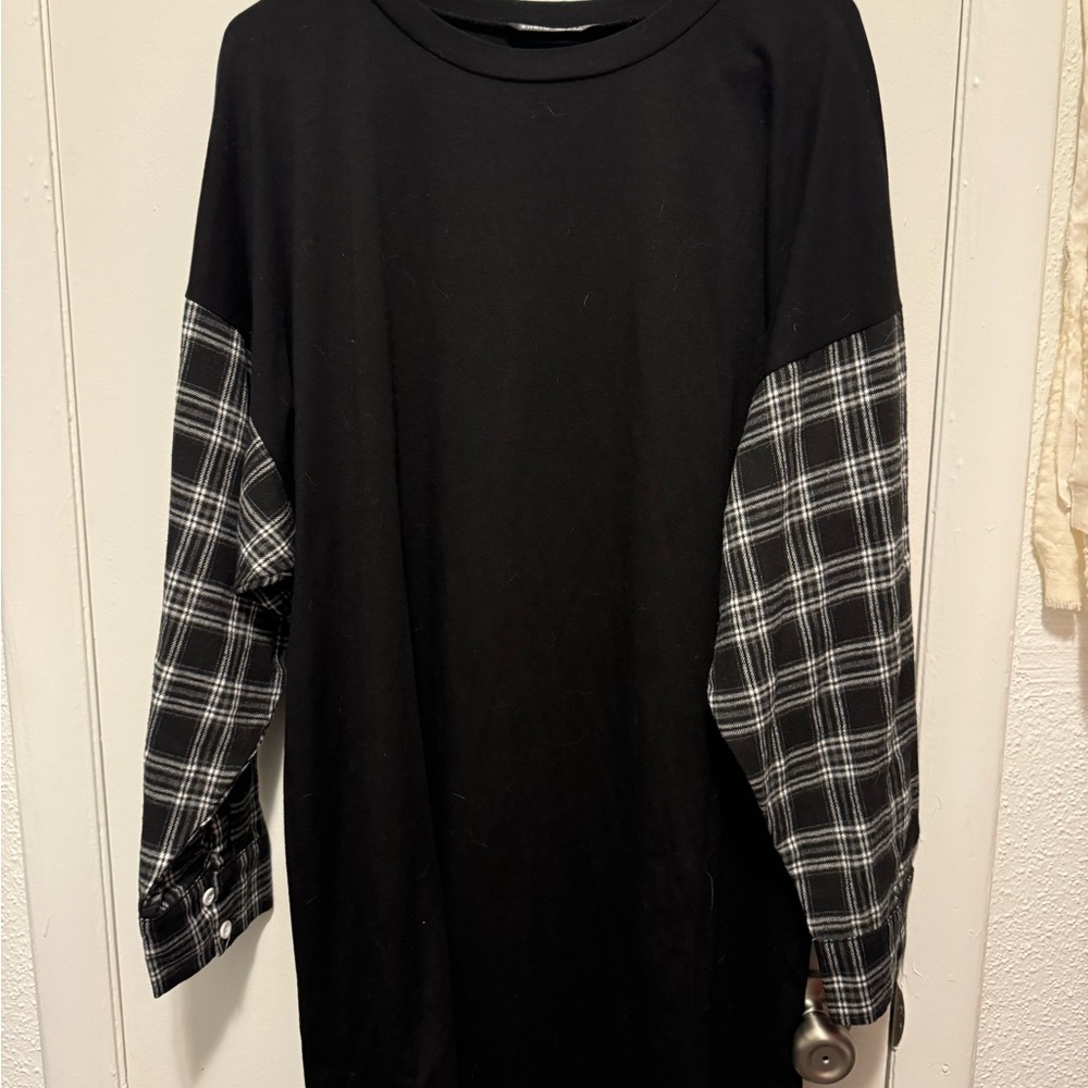 Black and Gray Plaid Women’s Dress